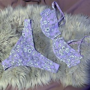 Shein purple floral bikini set